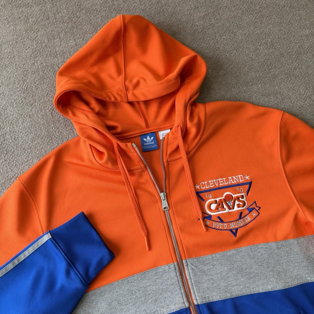 Cleveland Cavaliers NBA Adidas Orange Full Zip Track Jacket Men's Size XL